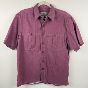 The Territory Ahead Mens Short Sleeve Button Down Shirt M Plum Purple Textured
